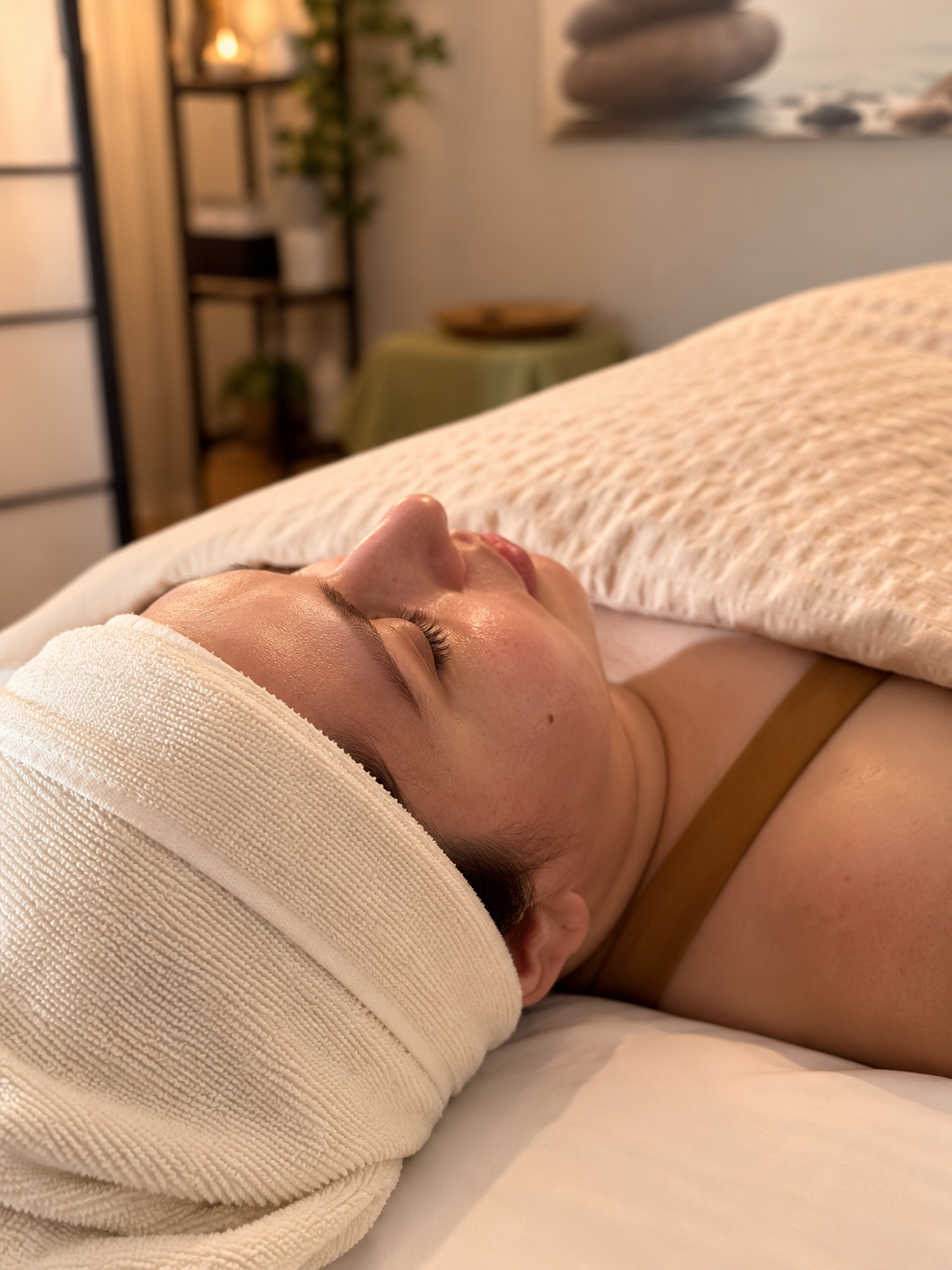 Client resting during a Skin Studio EK facial